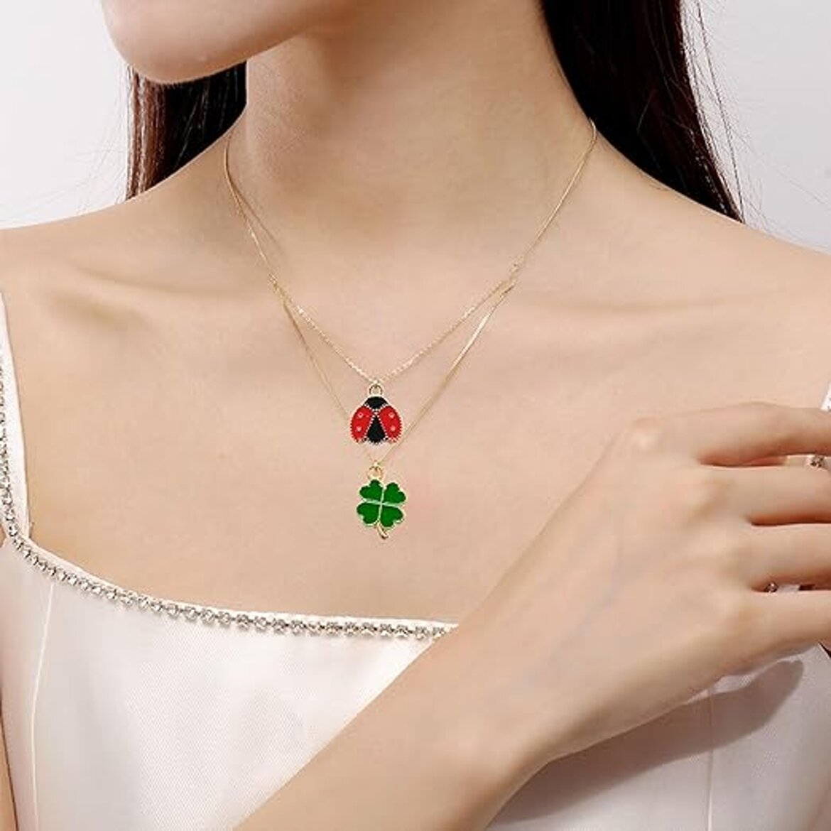 Ciondolo Coccinella Quadrifoglio
