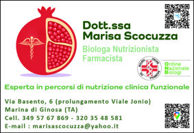 Dott.ssa Marisa Scocuzza Biologa Nutrizionista Ginosa Marina