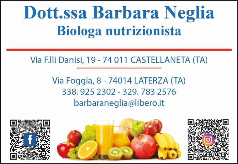 Biologa Nutrizionista Dott.ssa Barbara Neglia Castellaneta 
