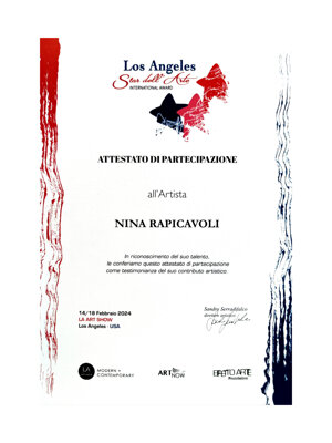 Attestato partecipazione mostre arte contemporanea Nina Rapicavoli