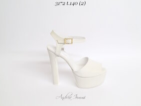 sandalo da sposa in nappa bianco seta plateau 4 cm e tacco 14 cm