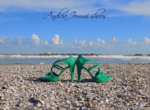 sandali da cerimonia verdi tacco 10 e plateau