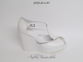 scarpe da sposa con zeppa 10 cm in perlato bianco e Swarovski