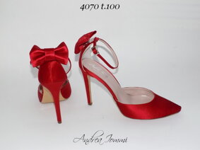 scarpe da sposa rosse in raso con fiocco, tacco stiletto 10 cm