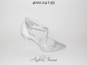 scarpe sposa in raso bianco con cristalli Swarovski