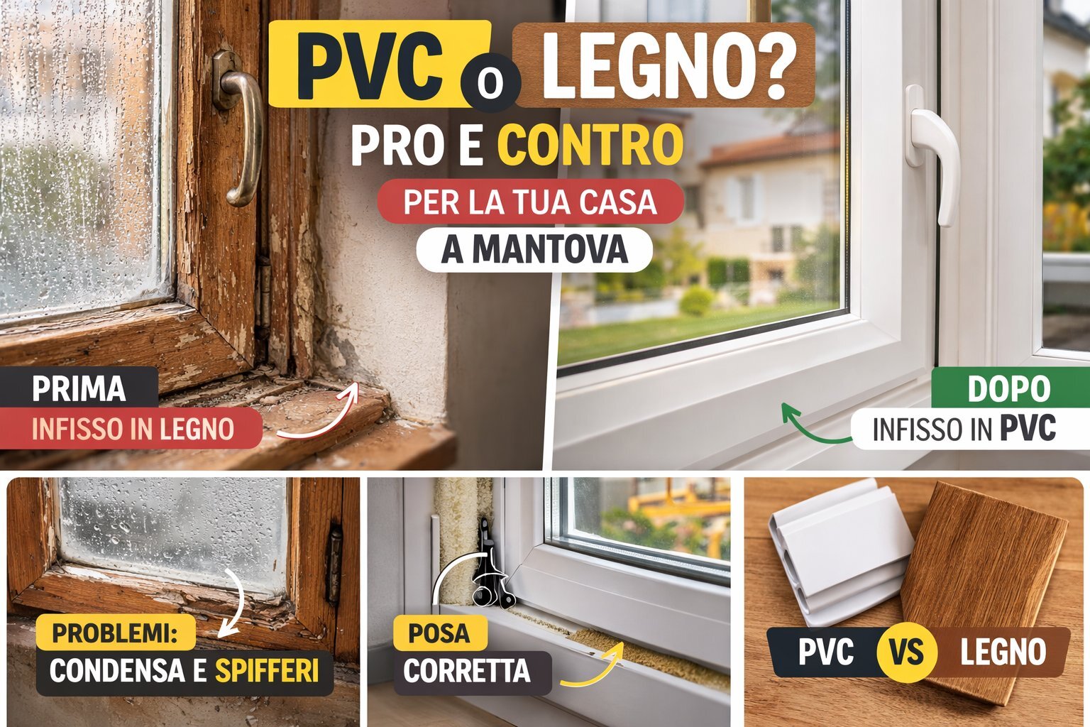 PVC o legno? Pro e contro REALI per una casa in provincia di Mantova