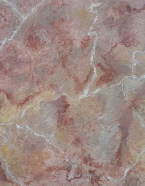 Finto marmo eseguito a pittura e coloranti con l'ausilio di spugne e pennelli. Finitura lucida.