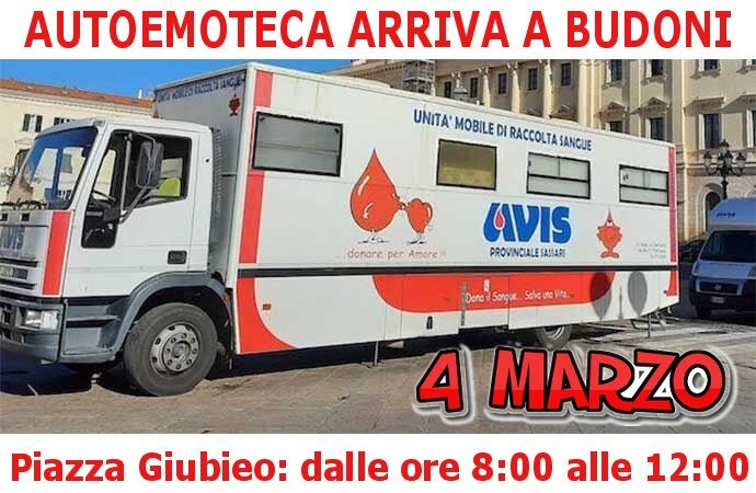 ARRIVA L'AUTOEMOTECA A BUDONI il 4 MARZO.