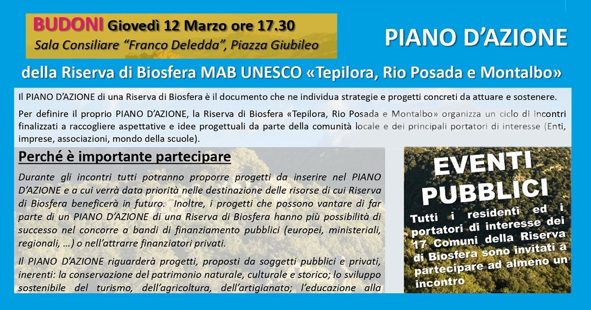 INCONTRO PUBBLICO: PIANO D’AZIONE della Riserva di Biosfera MAB UNESCO INCONTRO PUBBLICO: PIANO D’AZIONE della Riserva di Biosfera MAB UNESCO