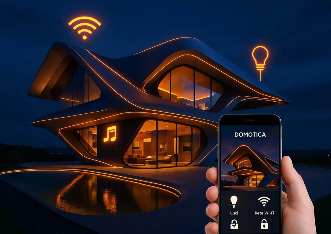 Sistema domotico per casa moderna con controllo da smartphone
