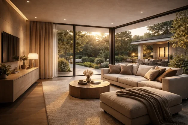 Living moderno con integrazione di sistemi audio video e domotica su misura Living moderno con integrazione di sistemi audio video e domotica su misura