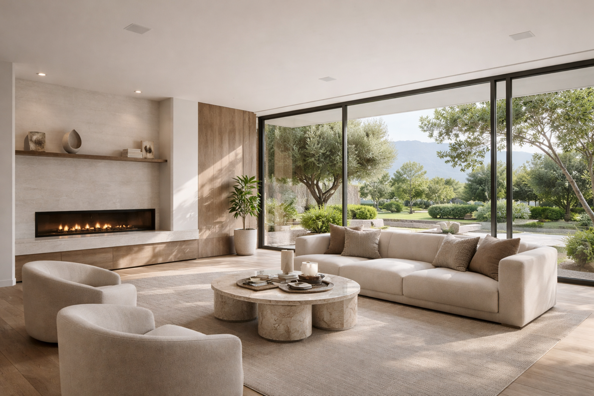 impianto audio domestico con diffusori a soffitto in soggiorno moderno