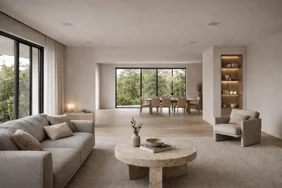 Diffusori a soffitto filo intonaco q15 Laboratorio Audio con tela acustica integrati in living moderno Diffusori a soffitto filo intonaco q15 Laboratorio Audio con tela acustica integrati in living moderno