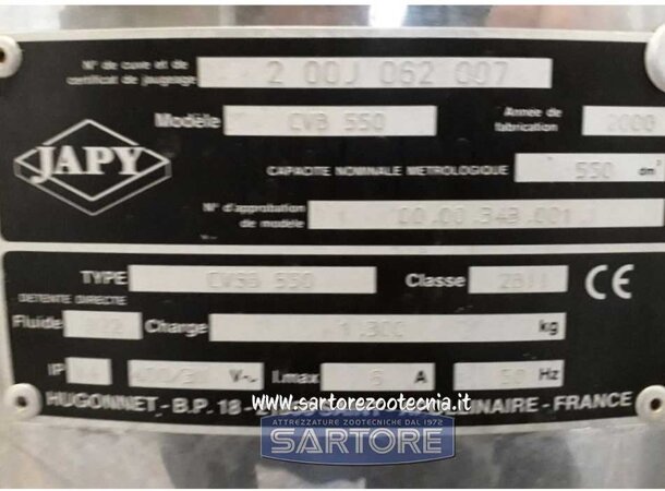 USATO Refrigeratore latte JAPY 520 litri