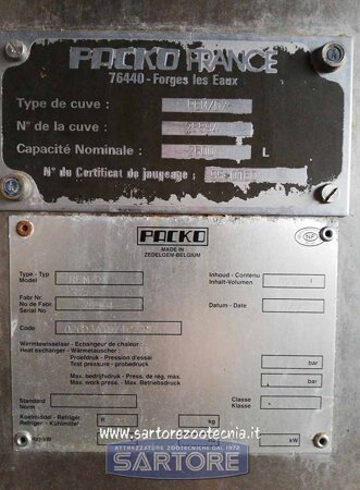 USATO Refrigeratore latte PACKO 2.600 litri