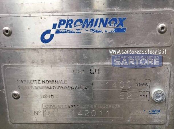 USATO Refrigeratore latte PROMINOX 1.400 litri