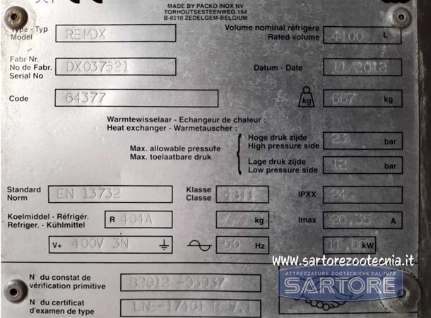 USATO Refrigeratore latte PACKO 4.400 litri