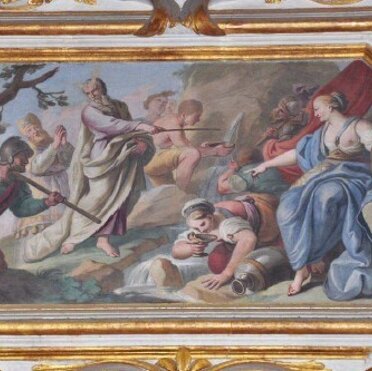 Mosè fa scaturire l'acqua dalla roccia 1720-1725, Controfacciata