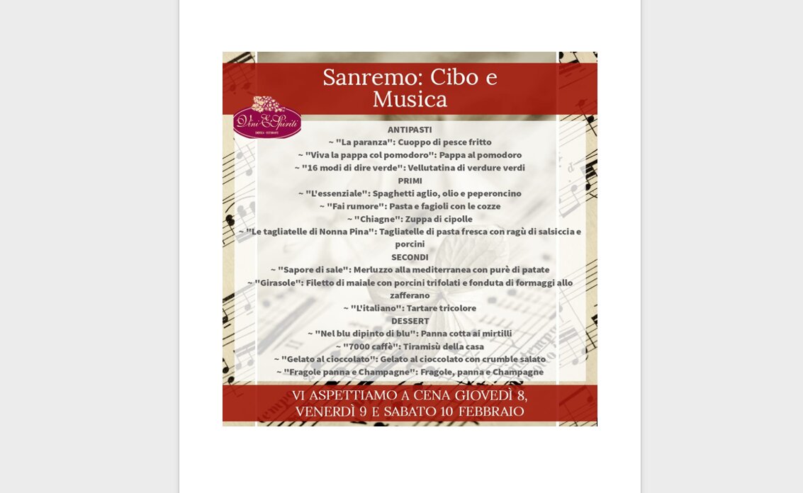 Sanremo: la musica in cucina