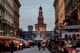 Onofrio Pignataro Sforzesco Castle seen from Via Dante - Milan