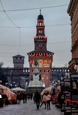 Onofrio Pignataro Castello Sforzesco seen from Via Dante - Milan