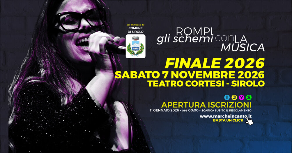 slide di presentazione per apertura iscrizioni anno 2026 rompi gli schemi con la musica