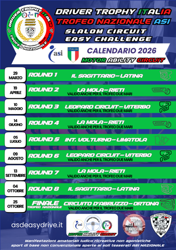 calendario driver trophy italia asi 2026