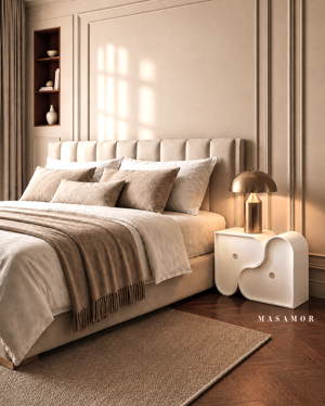 MAS AMOR white modular nightstand in horizontal configuration, cosy and luxury