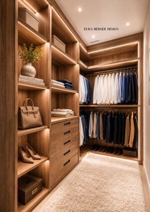 Luxury custom residence with walnut wood and marble interiors designed by Interior Designer Elisa Berger in Lugano