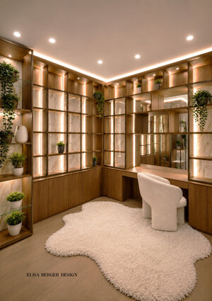 Luxury custom residence with walnut wood and marble interiors designed by Interior Designer Elisa Berger in Lugano