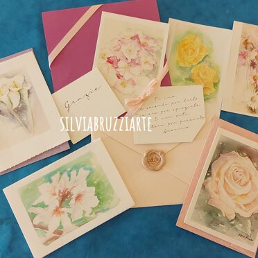 Partecipazioni artistiche Fiori ad acquarello o a stampa tratti dai miei dipinti