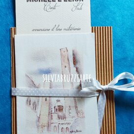 Partecipazioni artistiche - vedute città acquarelli su Bologna a scelta, originale a partire dai 39€ stampe a partire dai 5€