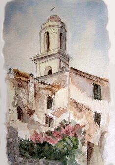 CAMPANILE DI BUSANA acquerello - 2000 - 35x50