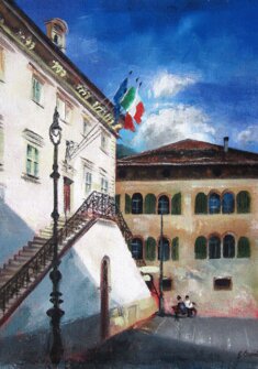 PERGINE: MUNICIPIO Acrilico su juta - 2012 - 100x120