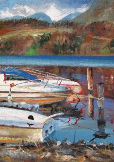 CALDONAZZO, LE BARCHE acrilico su sacco - 2012 - 60x80
