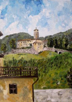 VEDUTA DI CASTEL VALER olio su tela - 1999 - 50 x 70