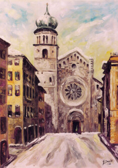 IL DUOMO DA VIA VERDI olio su tela - 2000 - 60x80