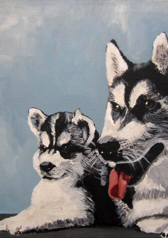 HUSKY A RIPOSO tempera su tela - 1995 - 40x50