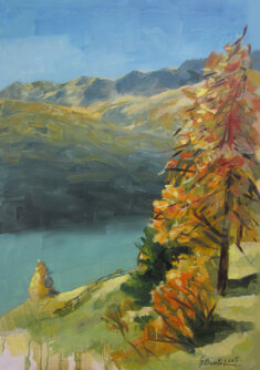 AUTUNNO SUL LAGO DI RESIA olio su tela - 2005 - 50x70