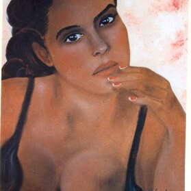 SGUARDO D'ATTRICE tecnica mista su MDF - 1998 - 35X45