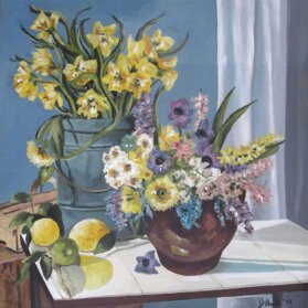 FIORI GIALLI olio su tavola.- 1997 - 60x60