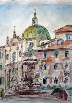 IL NETTUNO E CASA RELLA acquerello - 2000 - 50x60