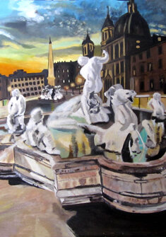 FONTANA DI TREVI olio su tavola - 1996 - 60x80