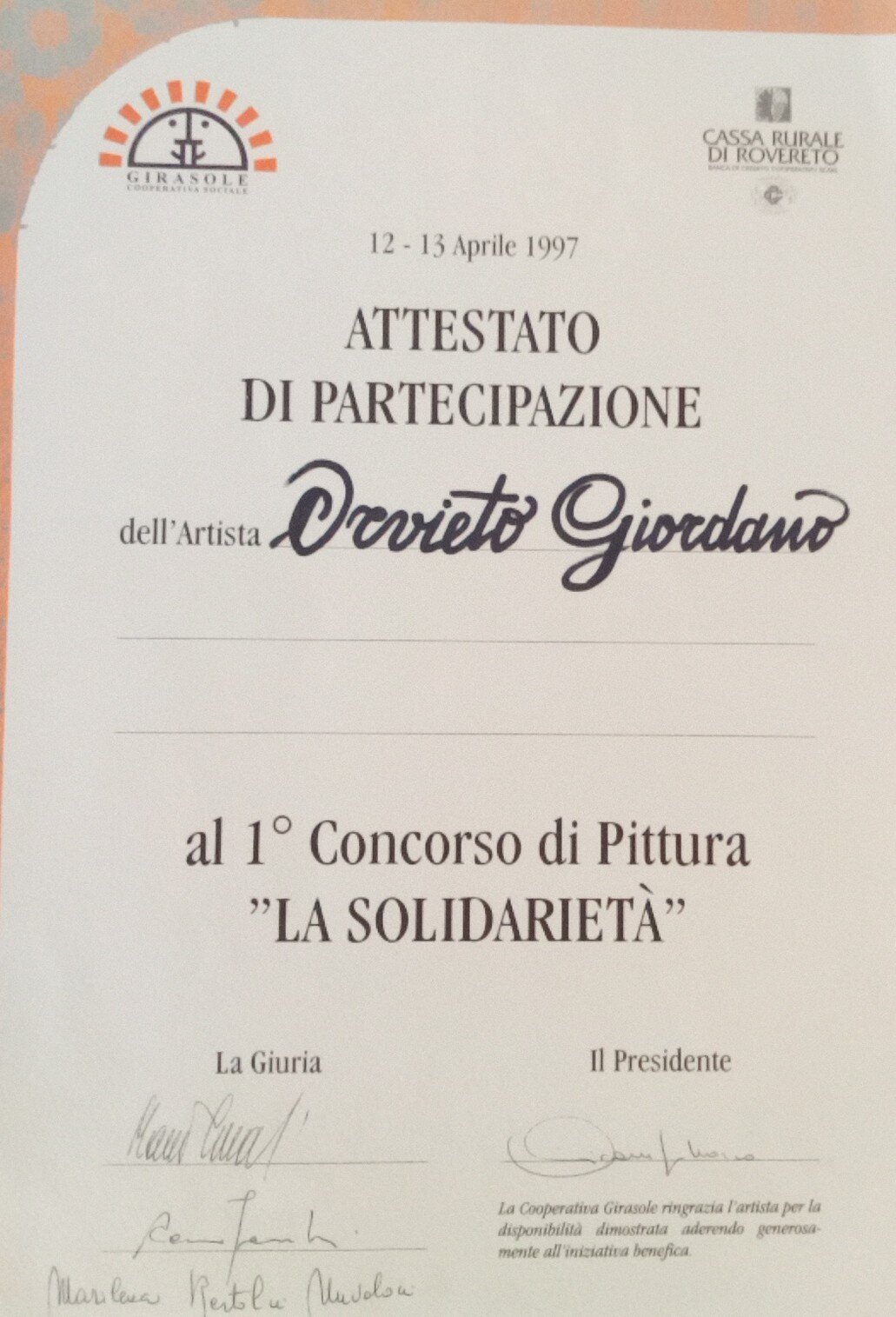 Primo Concorso di pittura "la solidariet&agrave;