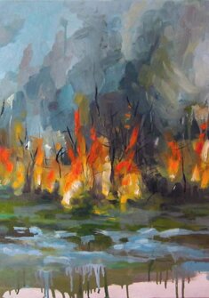 INCENDIO DOLOSO olio su tela - 2004 - 70x100