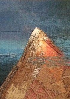 VULCANO NEL MARE tecnica mista su sacco - 2017 - 50x50