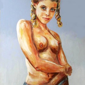 RAGAZZA IN SLIP acrilico su tela - 2001 - 60x90