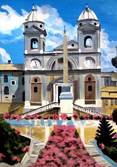 PIAZZA NAVONA Acrilico su cartone telato - 1996 - 40x50