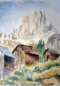 BAITE SULLE DOLOMITI acquerello - 2000 - 50x60