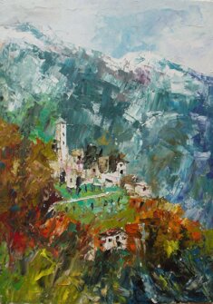 CASTELLO NEL LAGORAI olio su tela - 2003 - 50x70